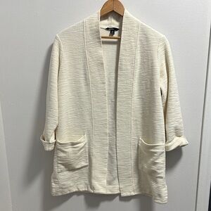 Lands' End Cream Textured Cardigan